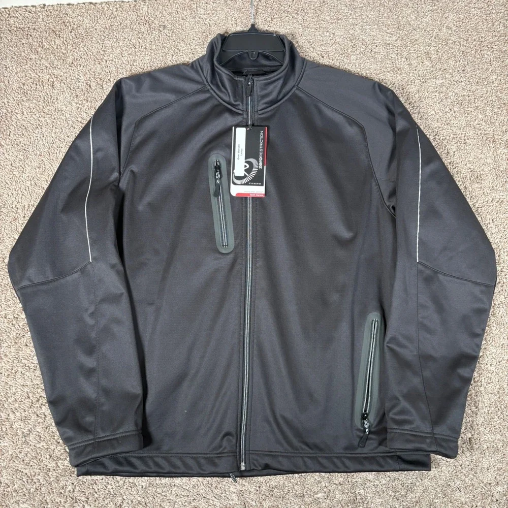 Zero Restriction Mens Highland Jacket Black Tech Layer Golf Full Zip NWT Large